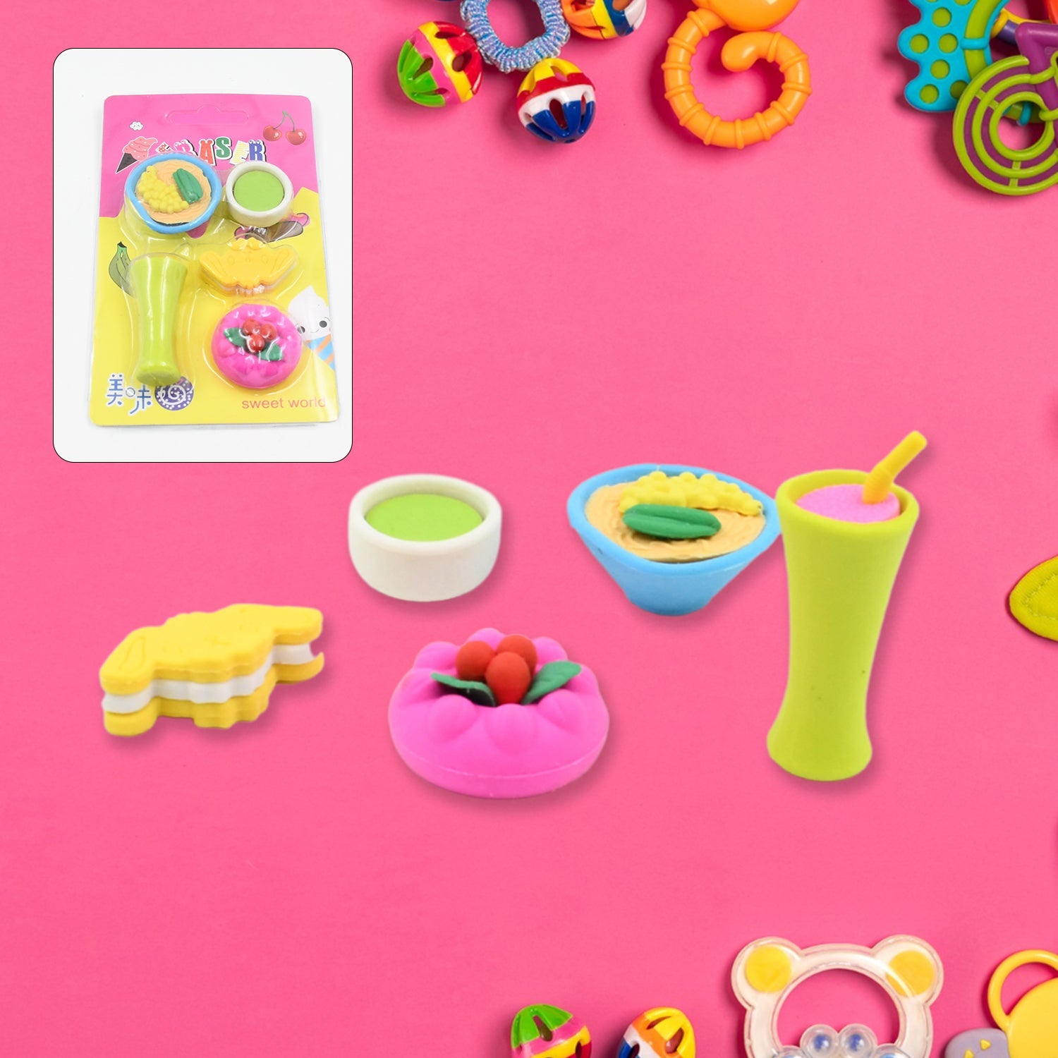 3D Mix Design Fancy & Stylish Colorful Erasers, Mini Eraser Creative Cute Novelty Eraser for Children Different Designs Eraser Set for Return Gift, Birthday Party, School Prize (1 Set) 3D Mix Design Fancy & Stylish Colorful Erasers, Mini Eraser Creative Cute Novelty Eraser for Children Different Designs Eraser Set for Return Gift, Birthday Party, School Prize (1 Set)